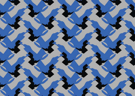 Vector texture background, seamless pattern. Hand drawn, blue, grey and black colors.