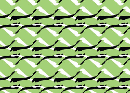 Vector texture background, seamless pattern. Hand drawn, green, black and white colors.