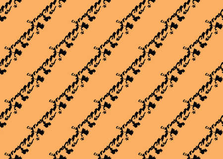 Vector texture background, seamless pattern. Hand drawn, orange and black colors.