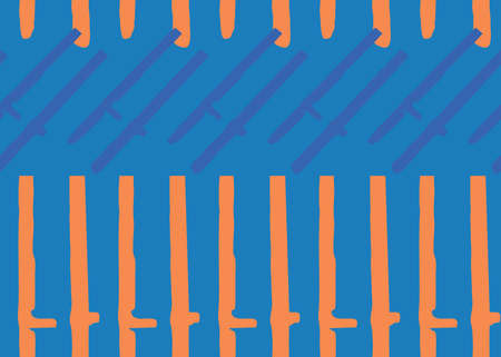 Vector texture background, seamless pattern. Hand drawn, blue and orange colors.