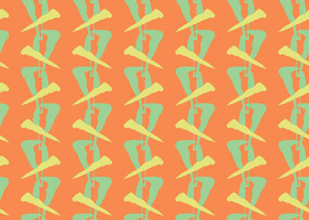 Vector texture background, seamless pattern. Hand drawn, orange, green and yellow colors.