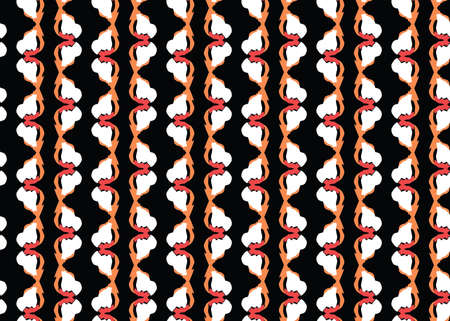 Vector texture background, seamless pattern. Hand drawn, black, orange, red and white colors.