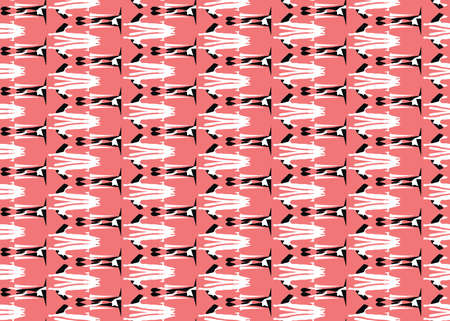 Vector texture background, seamless pattern. Hand drawn, red, white and black colors.