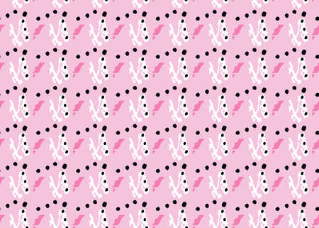 Vector texture background, seamless pattern. Hand drawn, pink, black and white colors.