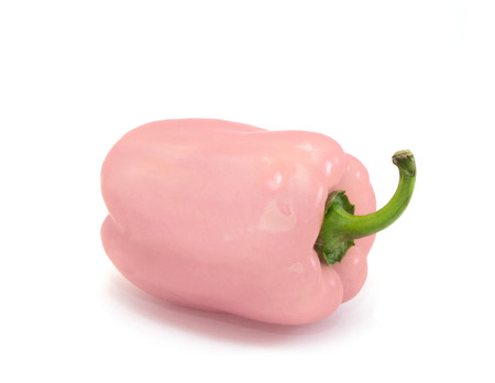 Pink sweet pepper isolated on white background.の写真素材