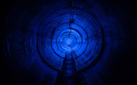 Tunnel round underground city sewer.の写真素材