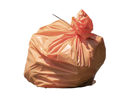 Orange bag with garbage collected