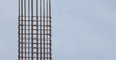 Metal fittings for construction on the background of the sky.の写真素材