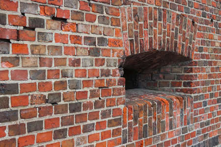 Defensive fortification of a fort in Prussia. architectural masonry of ceramic bricks of the 18th century in Europe.の写真素材