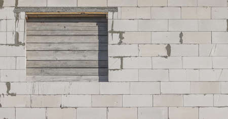 Wall of a house under construction. Gas silicate blocks.