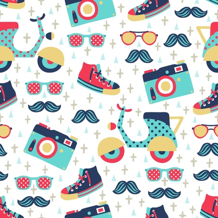 hipster seamless pattern のイラスト素材