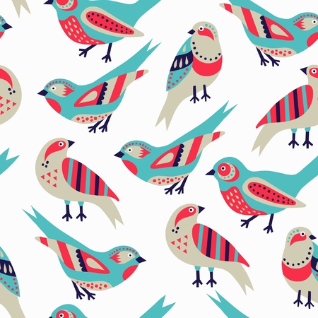bird seamless patternのイラスト素材