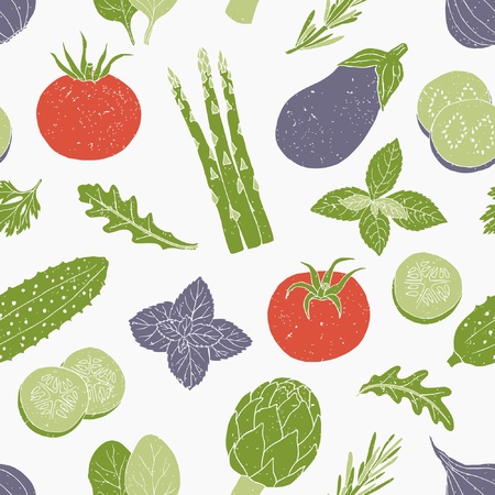 vegetables and herb seamless background のイラスト素材