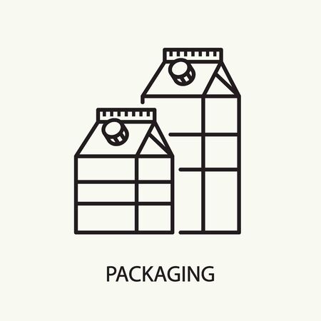 Packaging for milk, yogurt, juice. Flat line icon container for drinks. Vector illustration.のイラスト素材