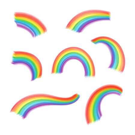 Collection of the rainbow arches. Different shapes vector illustration.のイラスト素材