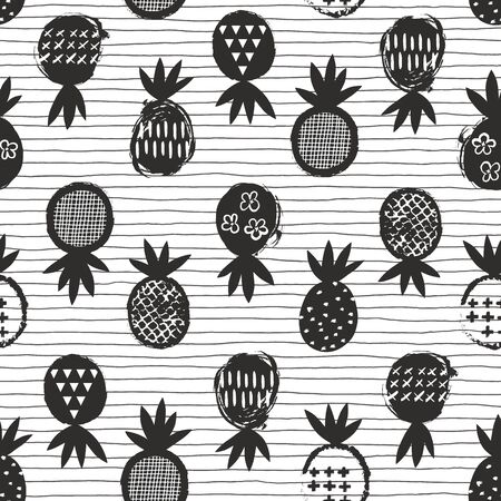 Pineapple tropical seamless pattern. Kid design. Vector illustration.のイラスト素材