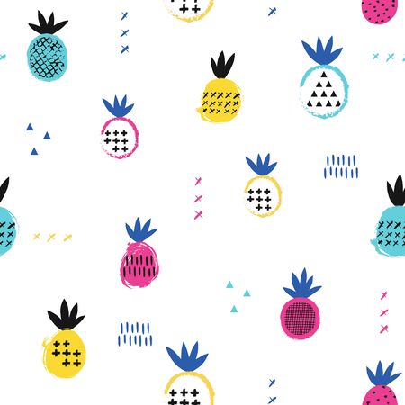 Pineapple seamless pattern. Kid design. Vector illustration.のイラスト素材