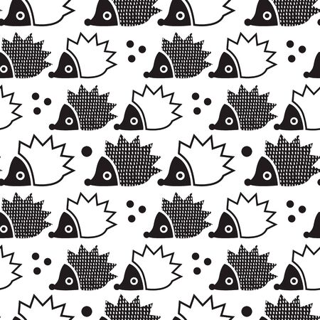 Hedgehog seamless pattern. Vector illustration.のイラスト素材