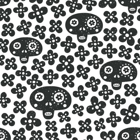 Skull seamless background. Surface decoration.Vector illustration. Cloth design, wallpaper, wrapping.のイラスト素材