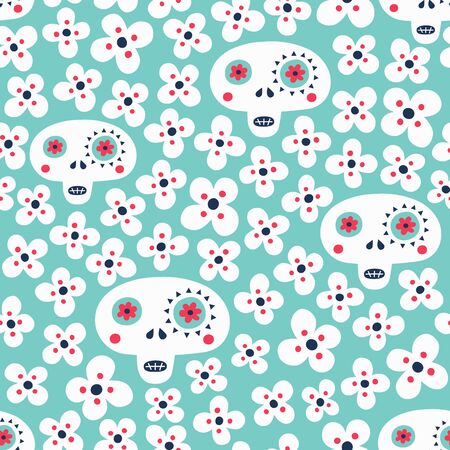 Skull seamless background. Surface decoration.Vector illustration. Cloth design, wallpaper, wrapping.のイラスト素材