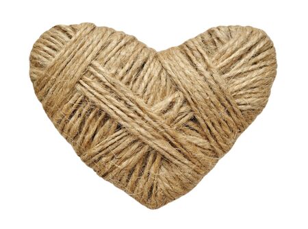 Rope heart isolated on white backgroundの写真素材