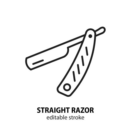 Straight razor line icon. editable stroke. Vector illustration.のイラスト素材