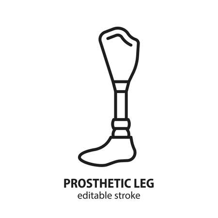 Prosthetic leg icon. Modern exoskeleton vector sign. Editable stroke.のイラスト素材