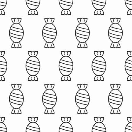 Candy seamless background. Vector line illustration.のイラスト素材
