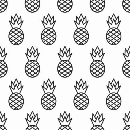 Pineapple seamless background. Line fruit pattern. Vegetarian food icon texture. Vector illustration.のイラスト素材