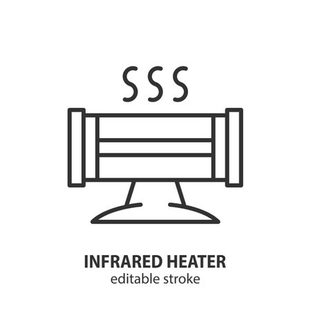 Infrared heater line icon. vector illustration. Editable stroke.のイラスト素材