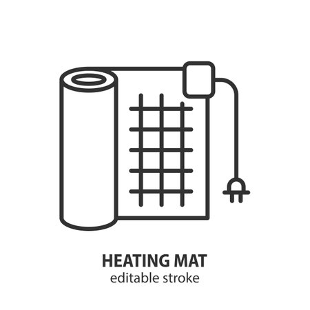 Heating mat line icon. Mobile warm floor vector sign. Heating carpet outline symbol. Editable stroke.のイラスト素材