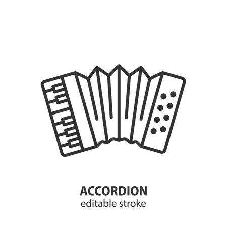 accordion line icon. Music instrument outline vector symbol. Editable stroke.のイラスト素材