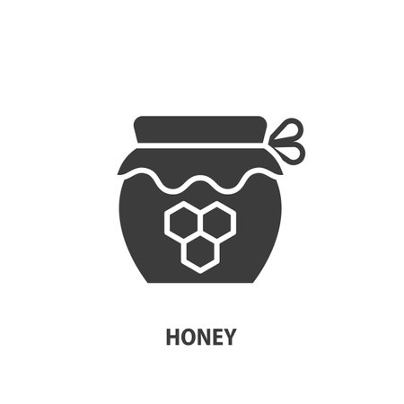 Honey jar glyph icon. Beekeeper concept. Vector illustration.のイラスト素材