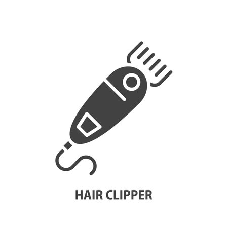 Electrical hair clipper glyph icon. Equipment for hair salon and home. Barbershop device. Vector illustration.のイラスト素材