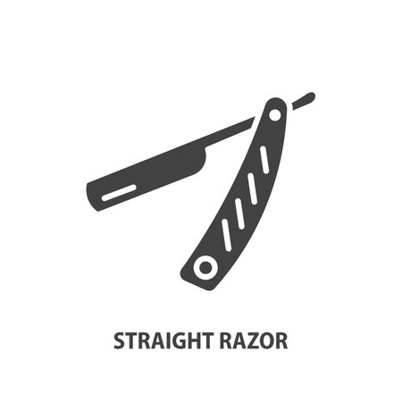 Straight razor glyph icon. Vector illustration.のイラスト素材