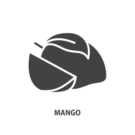 Mango with leaf glyph icon. Fruit symbol. Vector illustration.のイラスト素材