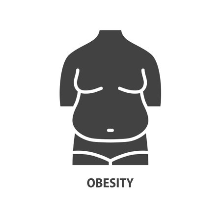 Fat person. Excess weight glyph icon. Vector sign of obesity.のイラスト素材