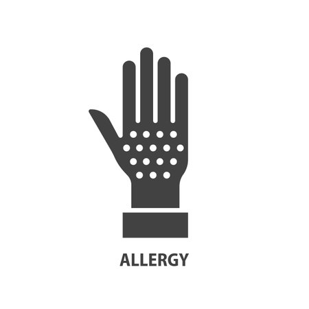 Allergy glyph icon. Hand in rash symbol. Dermatology sign. Vector illustration.のイラスト素材