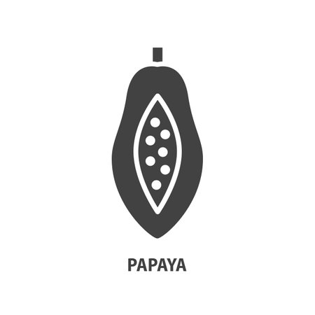 Papaya glyph icon. Fruit symbol. Vector illustration.のイラスト素材