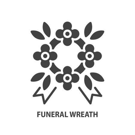 Funeral wreath glyph icon. Ritual symbol. Vector illustration.のイラスト素材