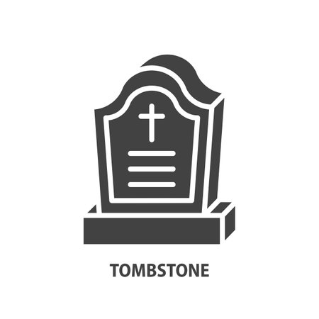 Gravestone flat glyph icon. Simple flat funeral symbol. Vector illustration.のイラスト素材