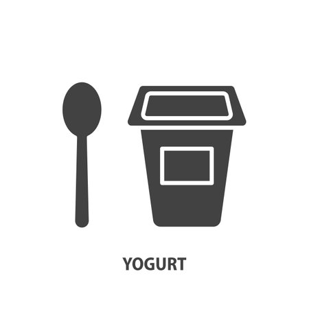 Yogurt glyph icon. Dairy product vector illustration.のイラスト素材