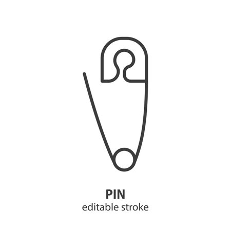 Sewing pin line icon. Editable stroke. Vector illustration.のイラスト素材