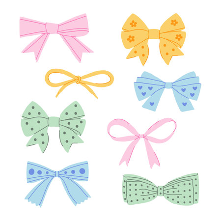 Bow colorful set. Vector illustration.のイラスト素材