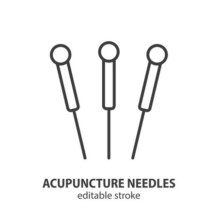 Acupuncture needles line icon. Vector illustration. Editable stroke.のイラスト素材