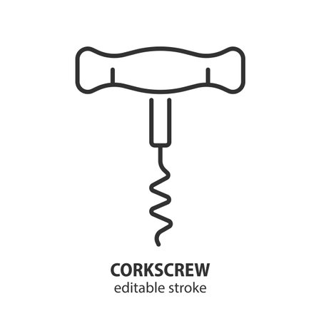 Corkscrew line icon. Wine opener symbol. Editable stroke. Vector illustration.のイラスト素材