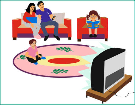 Stay at home. Protect yourself. Quarantine During Coronavirus Outbreak. Activity at home.Vector Illustrationのイラスト素材