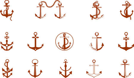 Set of Anchors. isolated on white background. VECTORのイラスト素材