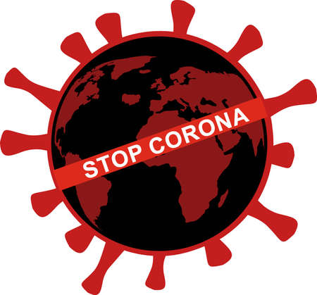Coronavirus Bacteria Cell Icon, 2019-nCoV Novel Coronavirus Bacteria. No Infection and Stop Coronavirus Concepts.のイラスト素材