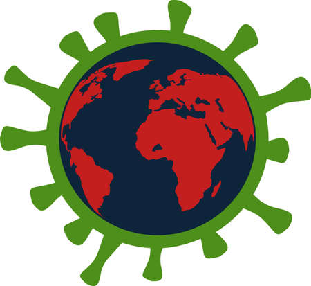The world in Coronavirus Bacteria Cell Icon. Vectorのイラスト素材